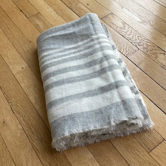 🤍 Zara Large Acrylic white light grey warm blanket scarf - Picture 2 of 6